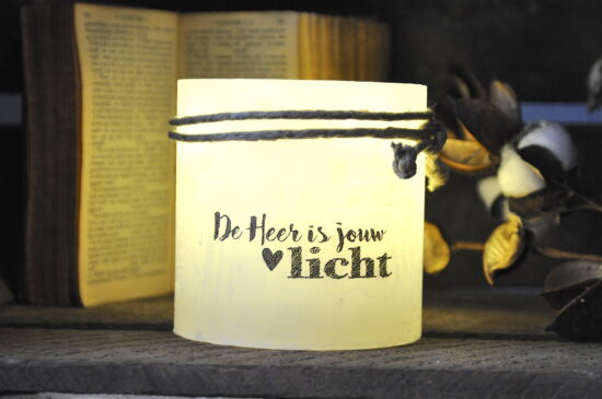 Windlicht S 'De Heer is jouw licht', Ivoor