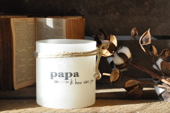 Windlicht S 'Papa ik hou van jou, Ivoor