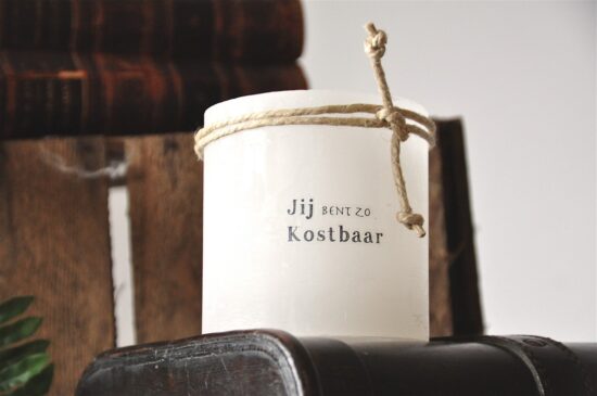 Windlicht S "Jij bent zo kostbaar" Ivoor