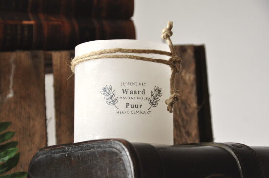 Windlicht S "Jij bent het waard"  Ivoor