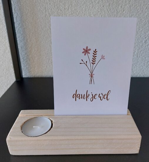 Kaarthouder met waxinelichtje