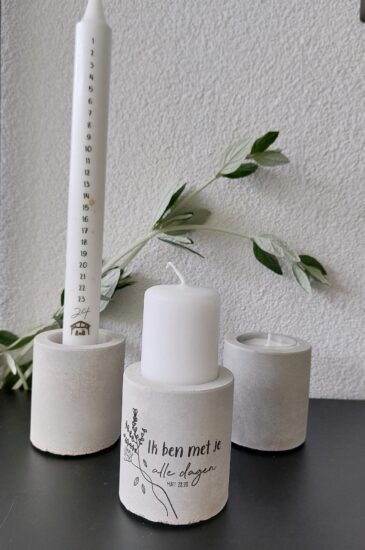 Kaarsenstandaard rustiek - Ik ben met je alle dagen (incl. mini stompkaars)