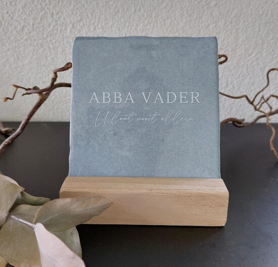 Rustieke tegeltje  blauw - Abba  vader (incl. houder)
