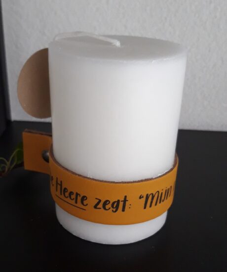 Stompkaars H&L met Leren band Oker - De Heere zegt Mijn vrede geef ik jullie