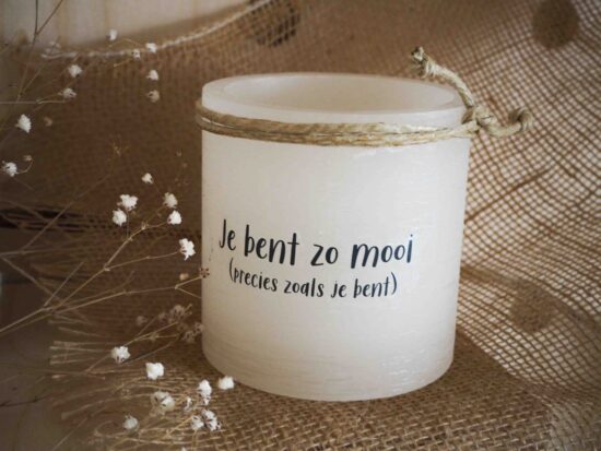 Windlicht S "Je bent zo mooi, precies zoals je bent" Ivoor