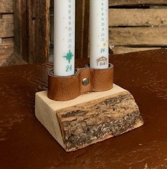 Dinerkaarsen standaard met leer