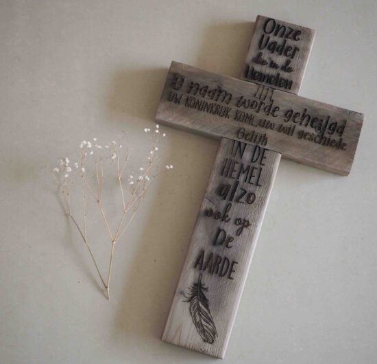 Houten Kruis Onze Vader M Rustiek