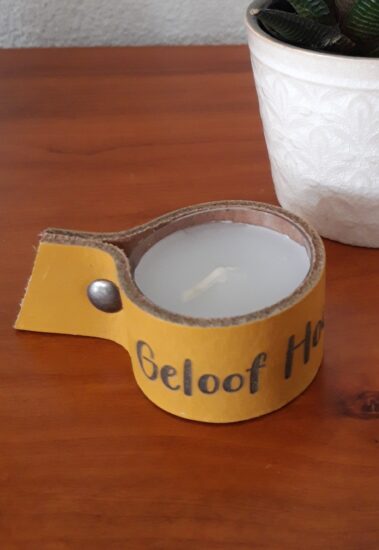 Leren waxinelichtjeshouder Oker GHL (set van 4)