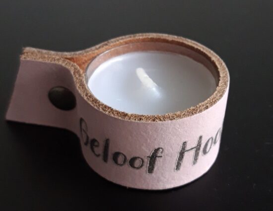 Leren waxinelichtjeshouder oud roze GHL (set van 4)