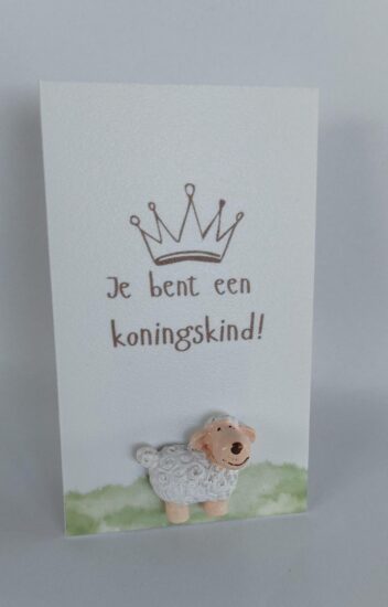 Wenskaarthouder magneet schaap - Je bent een koningskind