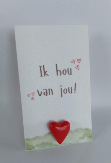 Wenskaarthouder magneet hart - Ik hou van jou!