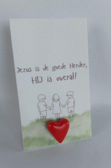 Wenskaarthouder magneet hart - Jezus is de goede Herder