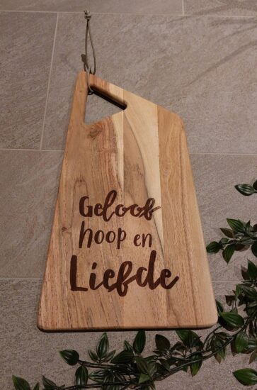 Snijplank Rustiek 'Geloof, Hoop en Liefde'