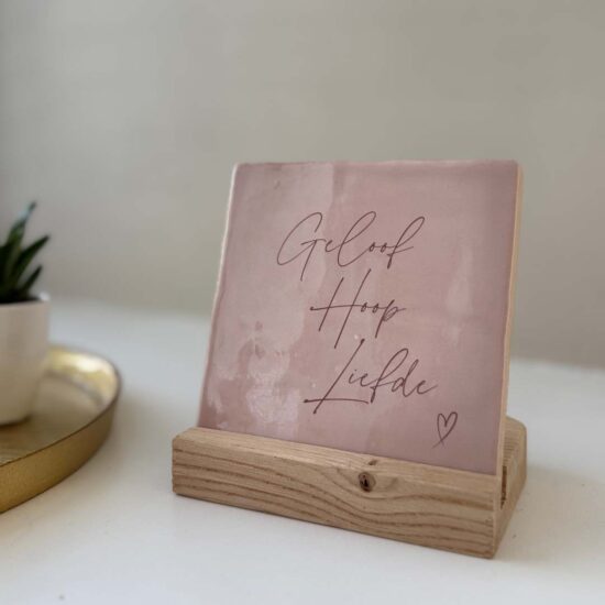 Rustieke tegel roze - GHL  (incl. houder)