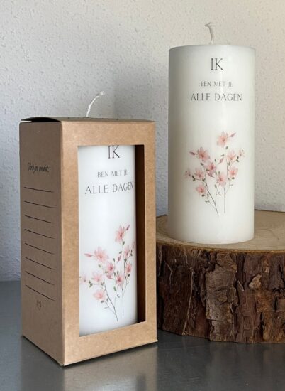 Stompkaars H&L - Ik ben met je (roze bloem) incl. cadeauverpakking