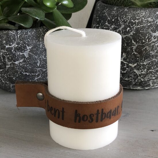 Stompkaars H&L met Leren band - Je bent kostbaar - Ivoor