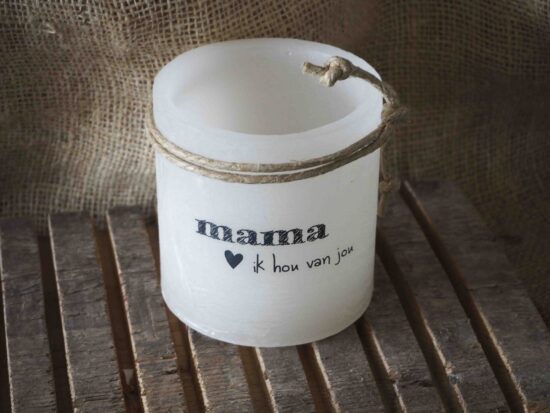 Windlicht S 'Mama ik hou van jou, Ivoor