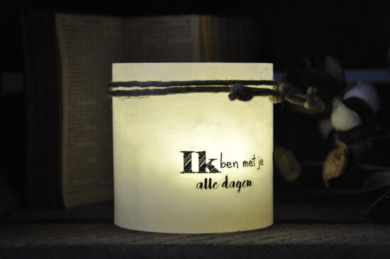 Windlicht S 'Ik ben met je, alle dagen', Ivoor