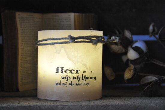 Windlicht S 'Heer wijs mij Uw weg', Ivoor