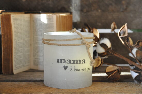 Windlicht S 'Mama ik hou van jou, Grijs