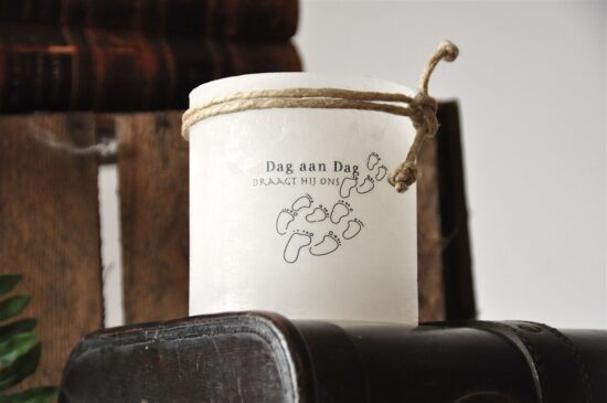 Windlicht S "Dag aan dag..." Ivoor