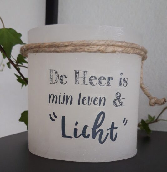 Windlicht S - De Heer is mijn Leven en Licht - Ivoor
