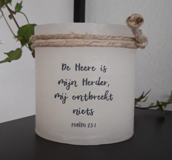 Windlicht S - De Heere is mijn Herder - Ivoor