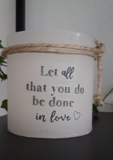 Windlicht S - Let all that you do.. - Ivoor