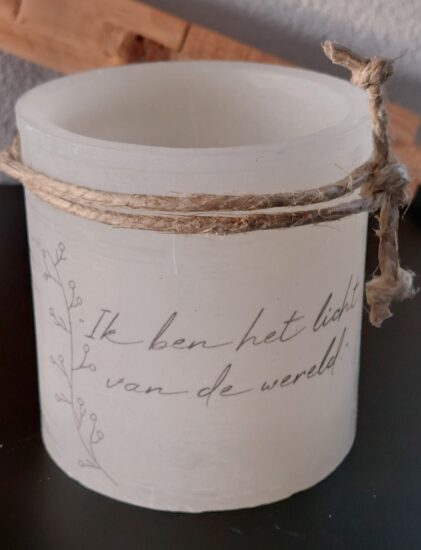 Windlicht S Ik ben het licht van de wereld - Ivoor