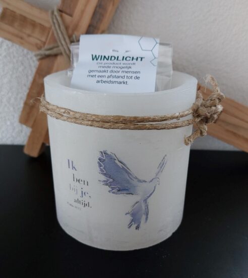 Windlicht S DB Ik ben bij  je, altijd - Ivoor