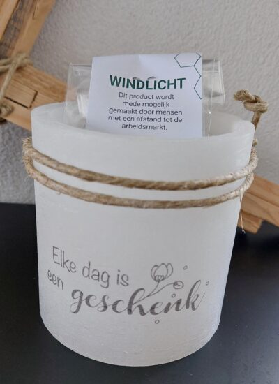 Windlicht S Elke dag is een geschenk - Ivoor