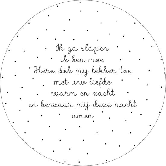Muurcirkel Zwartwit 25 cm - Ik ga slapen ik ben moe