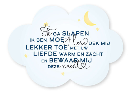 Muurvorm wolk - Ik ga slapen, ik ben moe (blauw)