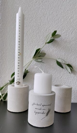 Kaarsenstandaard rustiek - Je bent speciaal...(incl. mini stompkaars)