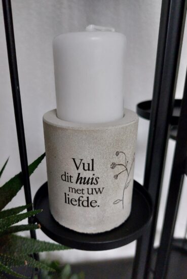 Kaarsenstandaard rustiek - Vul dit huis...(incl. mini stompkaars)