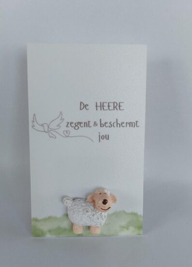 Wenskaarthouder magneet schaap - De Heere zegent...