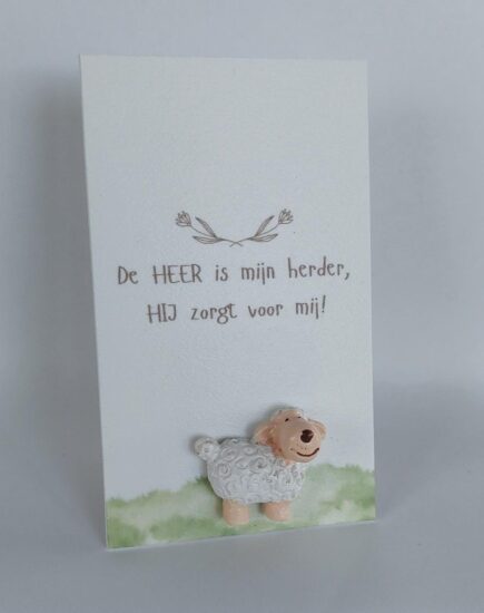 Wenskaarthouder magneet schaap - De Heer is mijn herder