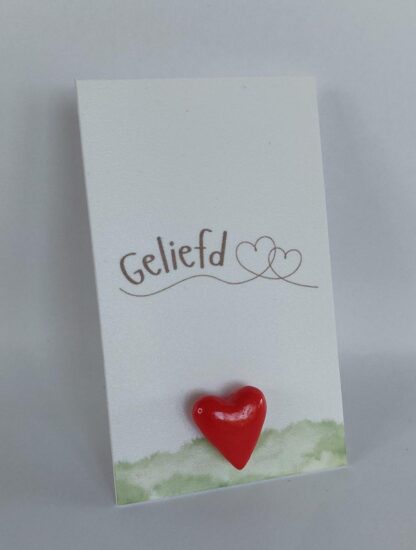 Wenskaarthouder magneet hart - Geliefd