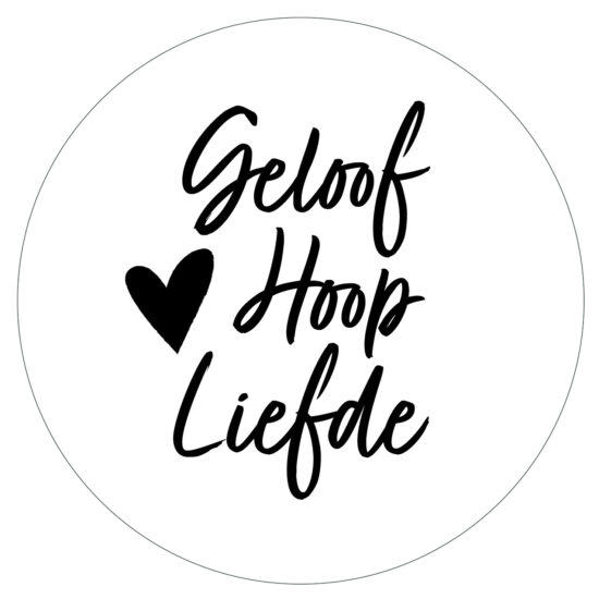 Muurcirkel Zwartwit 25 cm - Geloof, hoop, liefde