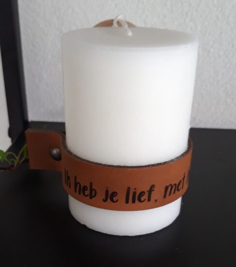Stompkaars H&L met Leren band - Ik heb je lief, met heel mijn hart