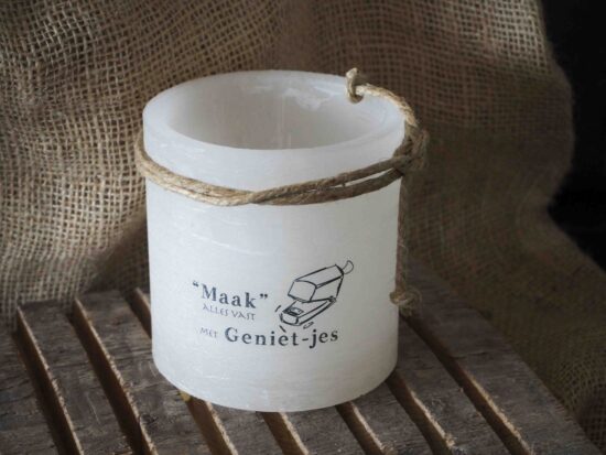 Windlicht S "Maak alles vast met genietjes"  Ivoor