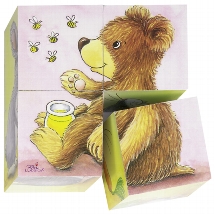 Blokpuzzel 4 stukjes Babydieren