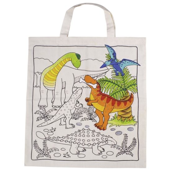 Katoenen Dino tas om zelf te kleuren