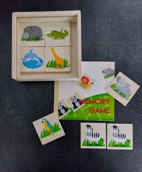 Dieren memory in opbergdoosje