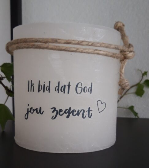 Windlicht S - Ik bid dat God jou zegent - Ivoor
