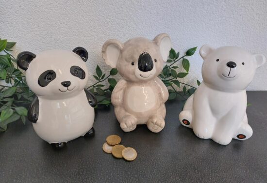 Spaarpot Koala-, Panda- en IJsbeer (set van 3) - consumentadviesprijs per stuk € 8,50
