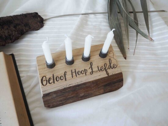 Advents Kaarsenhouder H&L Rustiek - Geloof Hoop en Liefde