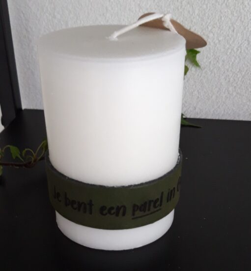 Stompkaars H&L met Leren band groen - Je bent een parel in Gods hand