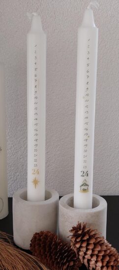 Advents Dinerkaarsen set: Stal Bethlehem (set  2 stuks)