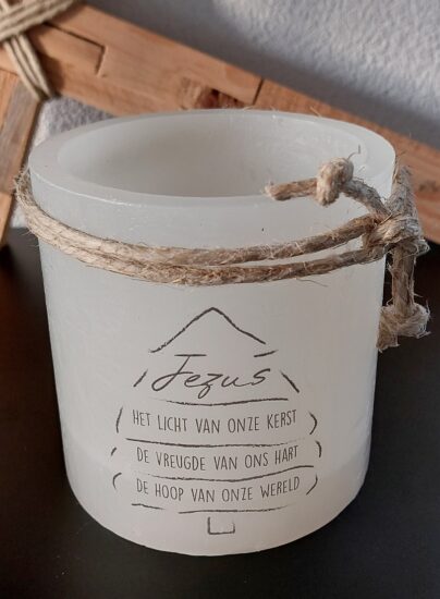 Windlicht S Jezus het licht van onze kerst - Ivoor